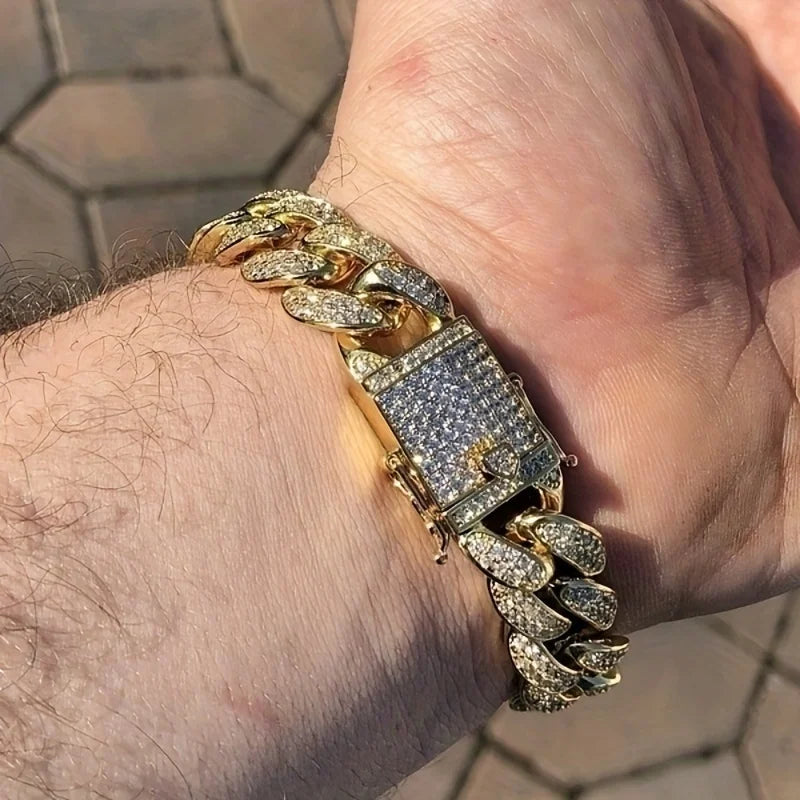 Pulsera "Iced Cuban" 14MM | Incrustaciones de Alto Brillo | D-LINK