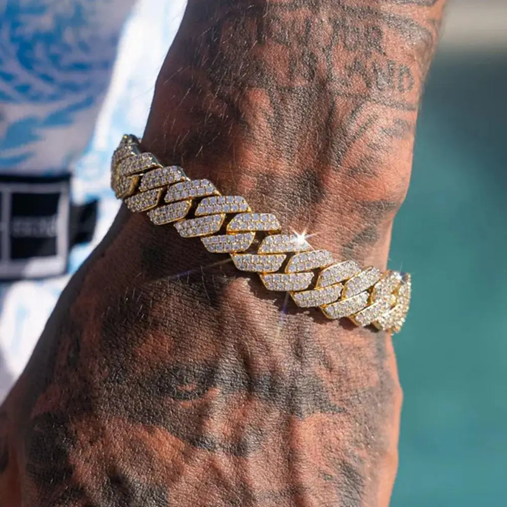 Pulsera "Iced Cuban" 14MM | Incrustaciones de Alto Brillo | D-LINK