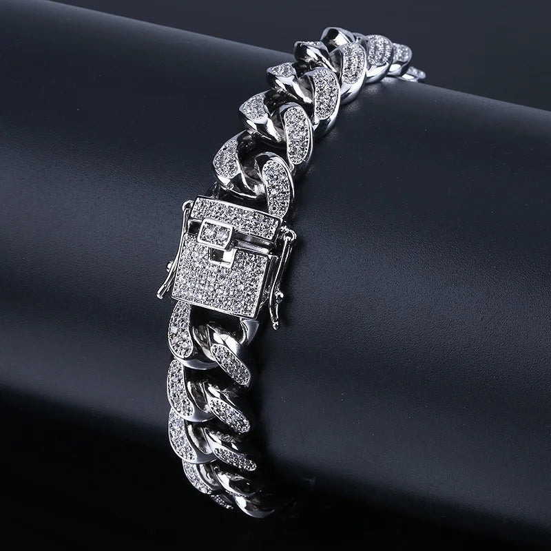 Pulsera "Iced Cuban" 14MM | Incrustaciones de Alto Brillo | D-LINK