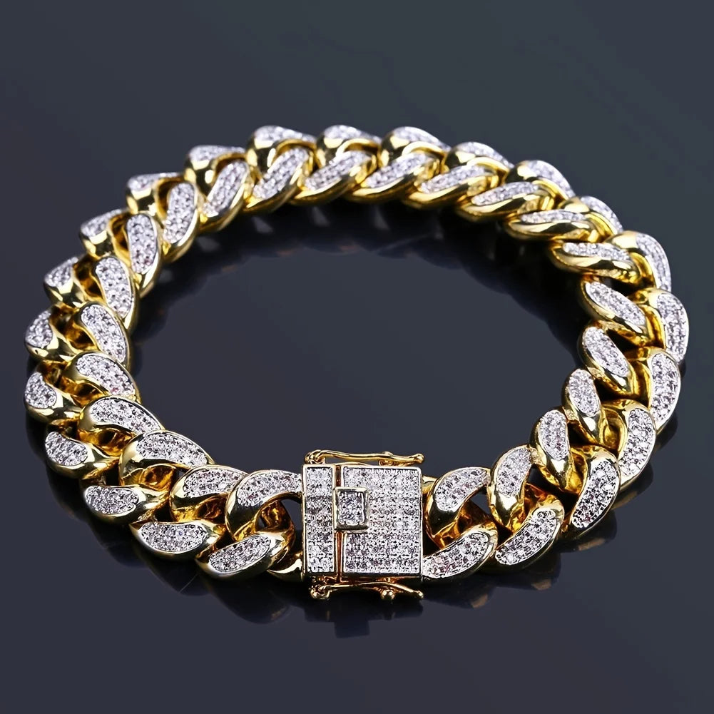 Pulsera "Iced Cuban" 14MM | Incrustaciones de Alto Brillo | D-LINK