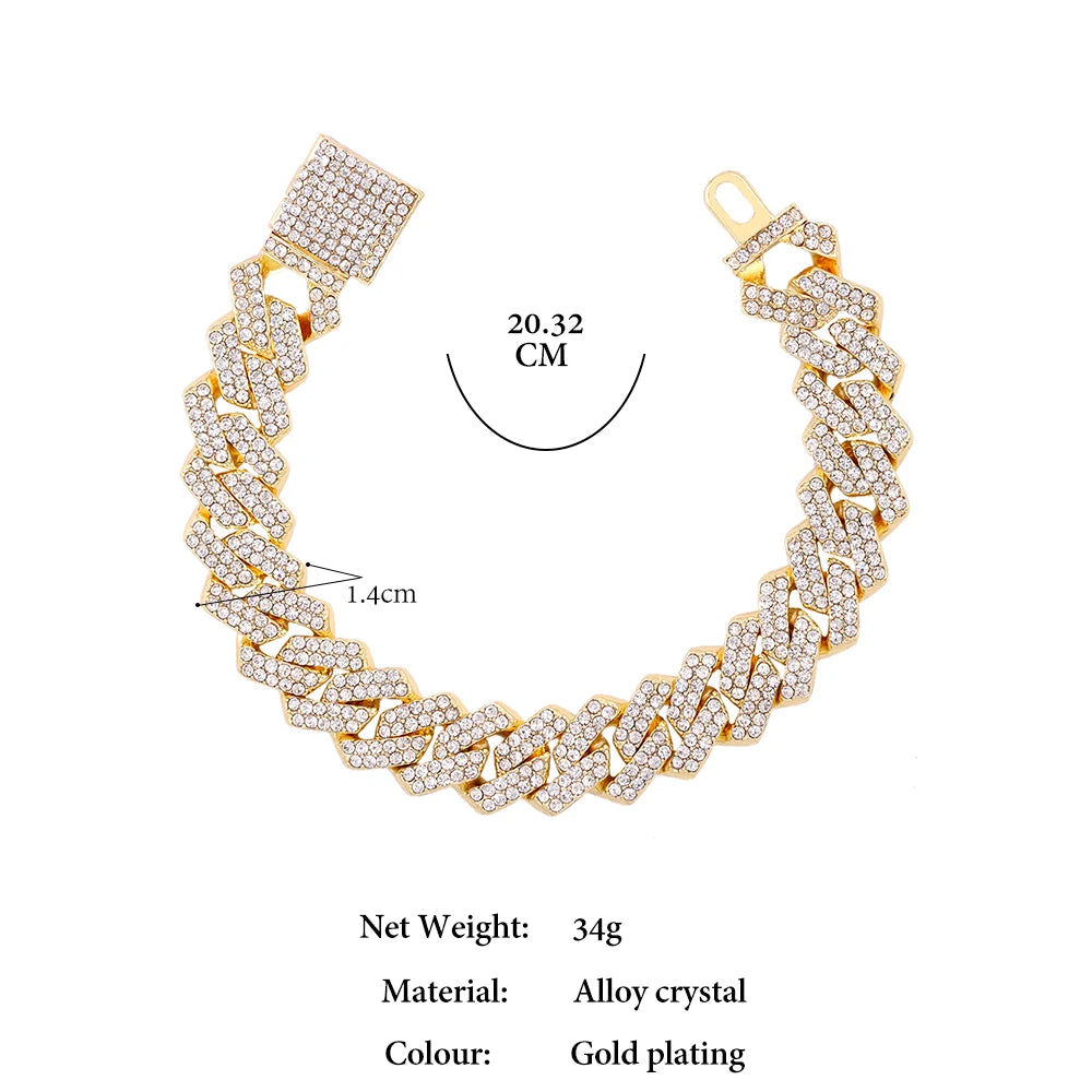 Pulsera "Iced Cuban" 14MM | Incrustaciones de Alto Brillo | D-LINK