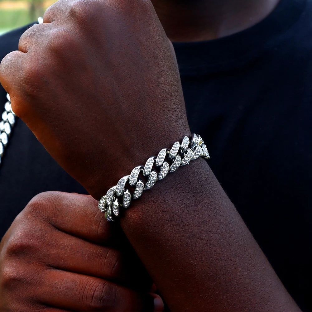 Pulsera "Iced Cuban" 14MM | Incrustaciones de Alto Brillo | D-LINK