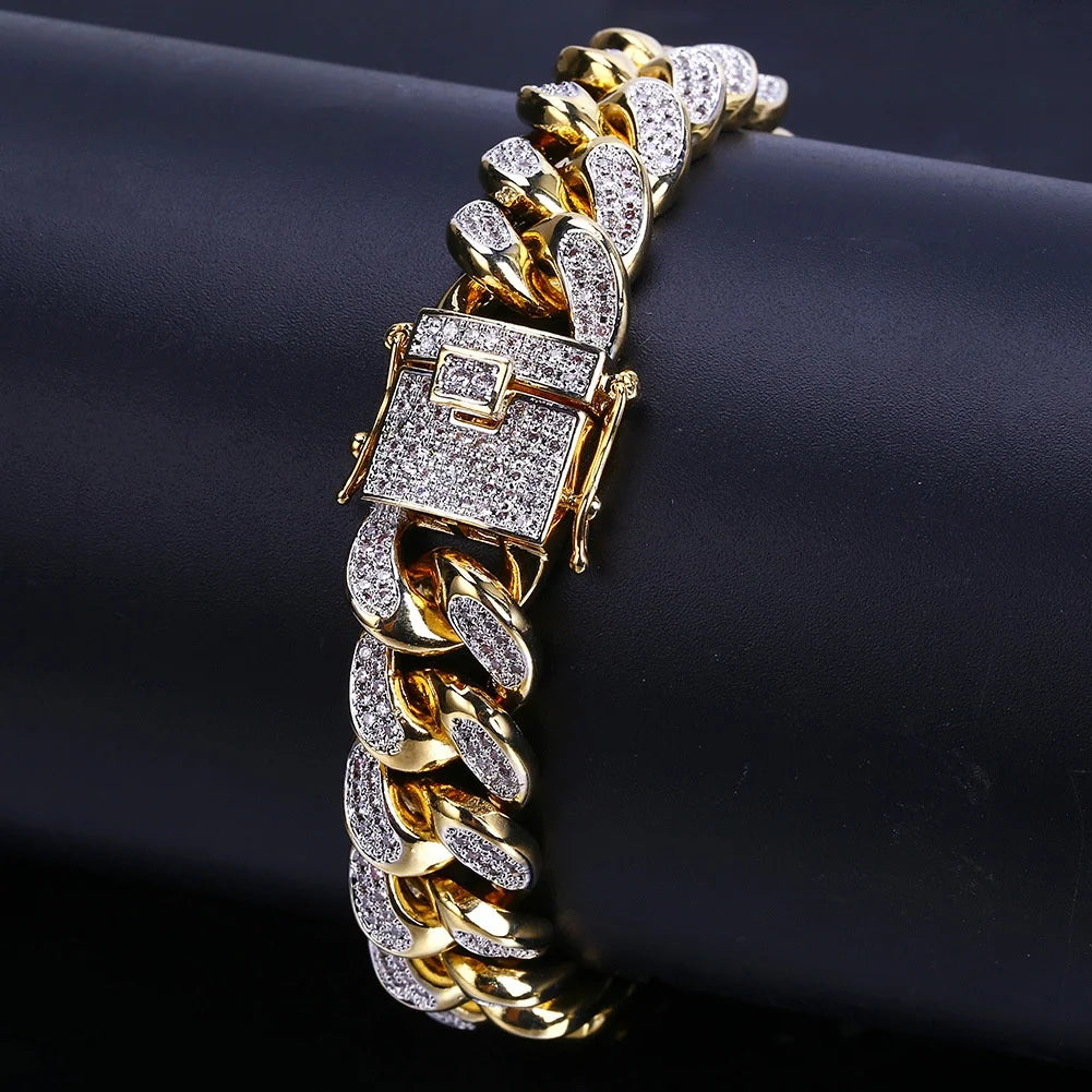 Pulsera "Iced Cuban" 14MM | Incrustaciones de Alto Brillo | D-LINK